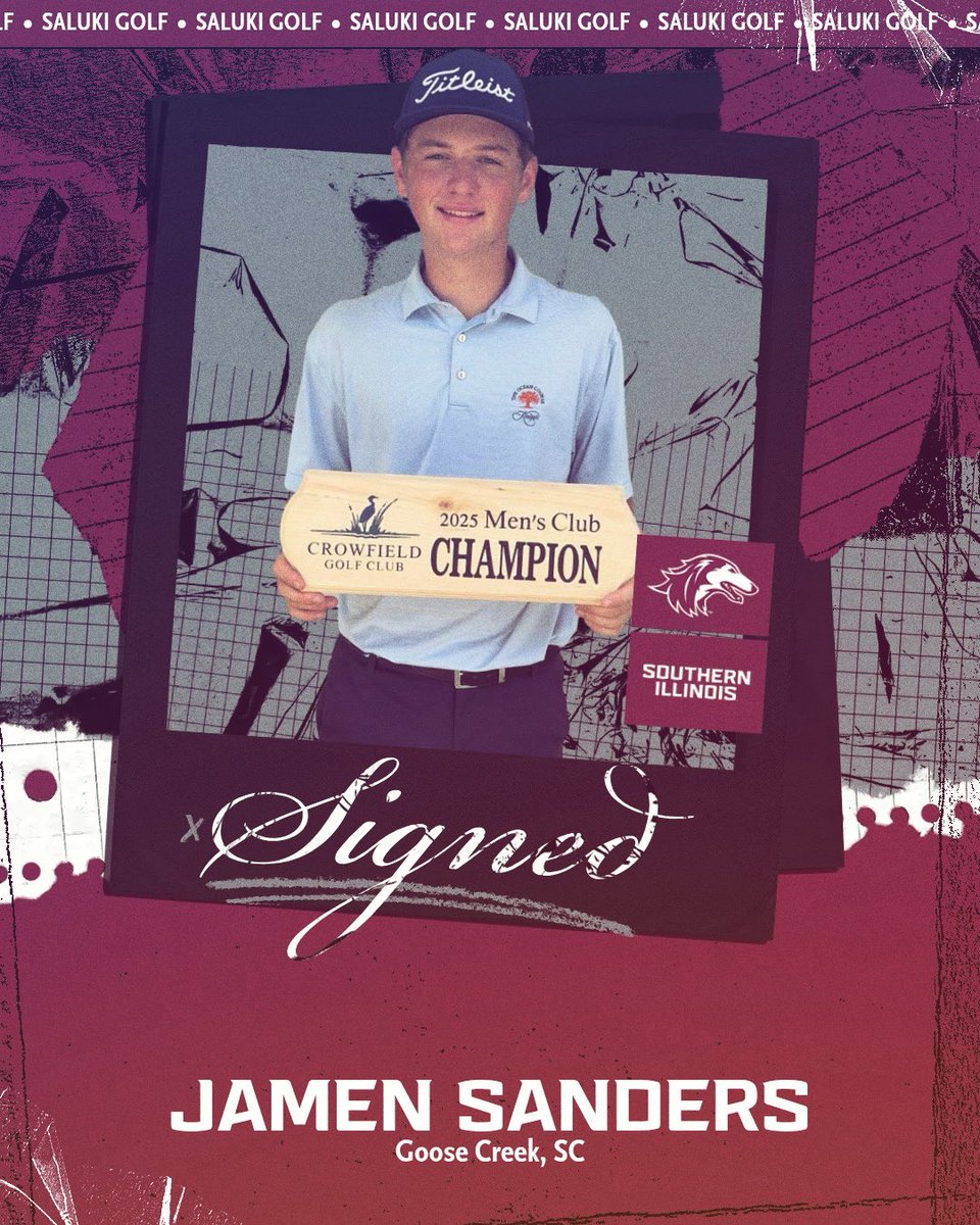Please welcome Jamen Sanders to the #Saluki family! Jamen hails from Goose Creek, SC. He is the 5th ranked player in the 2026 class from the state of South Carolina. Jamen finished 4th in the Donald Ross Jr, 8th in the North &amp; South Jr and won the SCISA 4A HS State Championship.