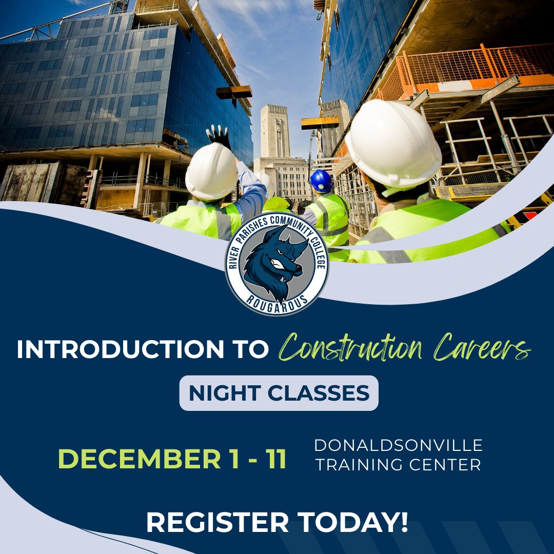 RiverParishesCC's tweet image. 🏗 End the year building your future! Our Introduction to Construction program will prepare you for entry-level opportunities in a high-demand field.

Classes begin in a week! Sign Up Now: rpcc.edu/workforce-trai…

#RPCC #ConstructionCareers #WorkforceTraining #NightClasses