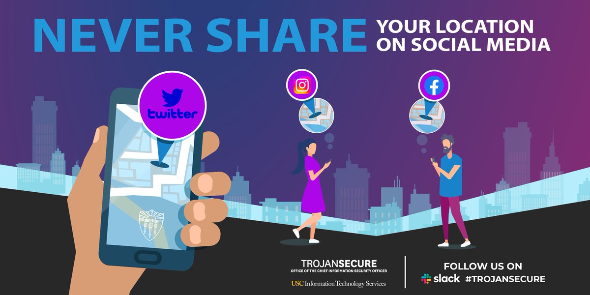 📍 Think Before You Share Your Location!
Sharing your exact location on social media isn’t just a privacy risk—it’s a safety risk. 🚫 Turn off location access for apps like Instagram, Facebook &amp; X.
Learn more: trojansecure.usc.edu
#CyberSecurity #USC