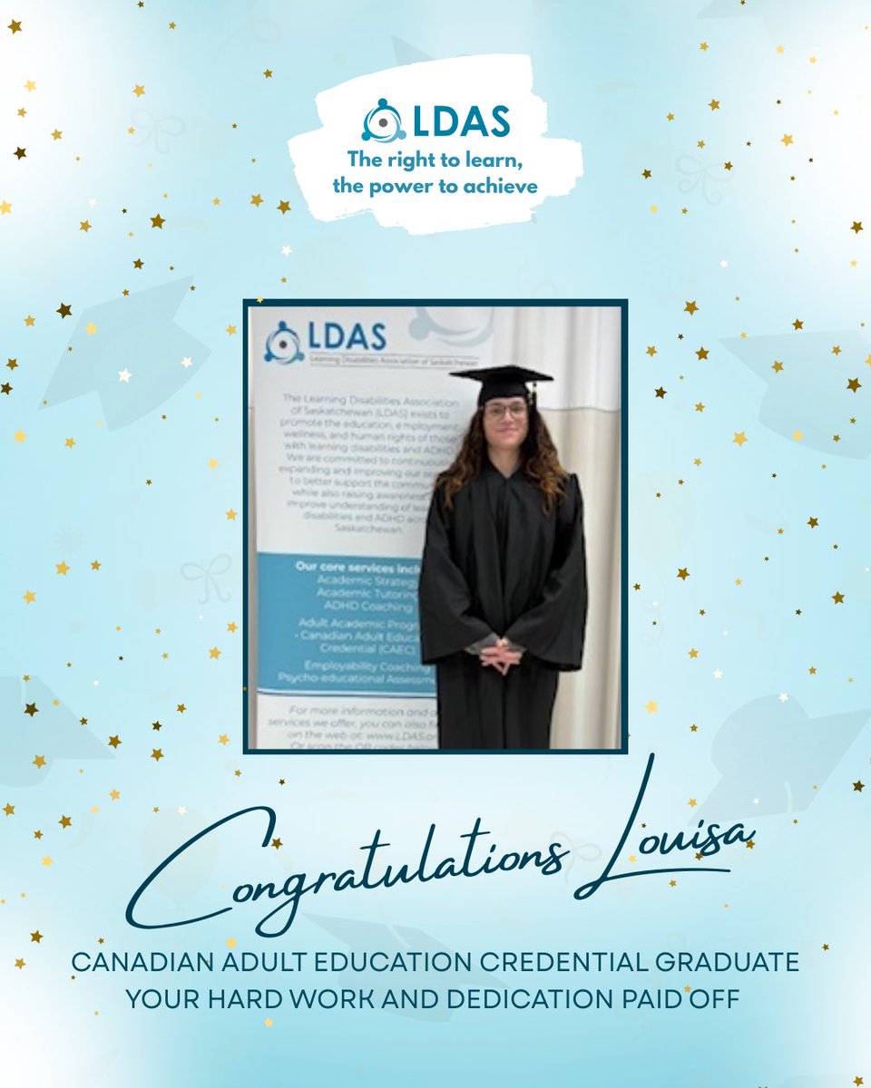 LDASSK's tweet image. Louisa, from our Saskatoon branch, has completed her Canadian Adult Education Credential (CAEC), and we couldn’t be more proud. Her dedication and drive are seriously inspiring!

#LDAS #CAECGrad #AdultLearning #EducationGoals #YouCanDoIt