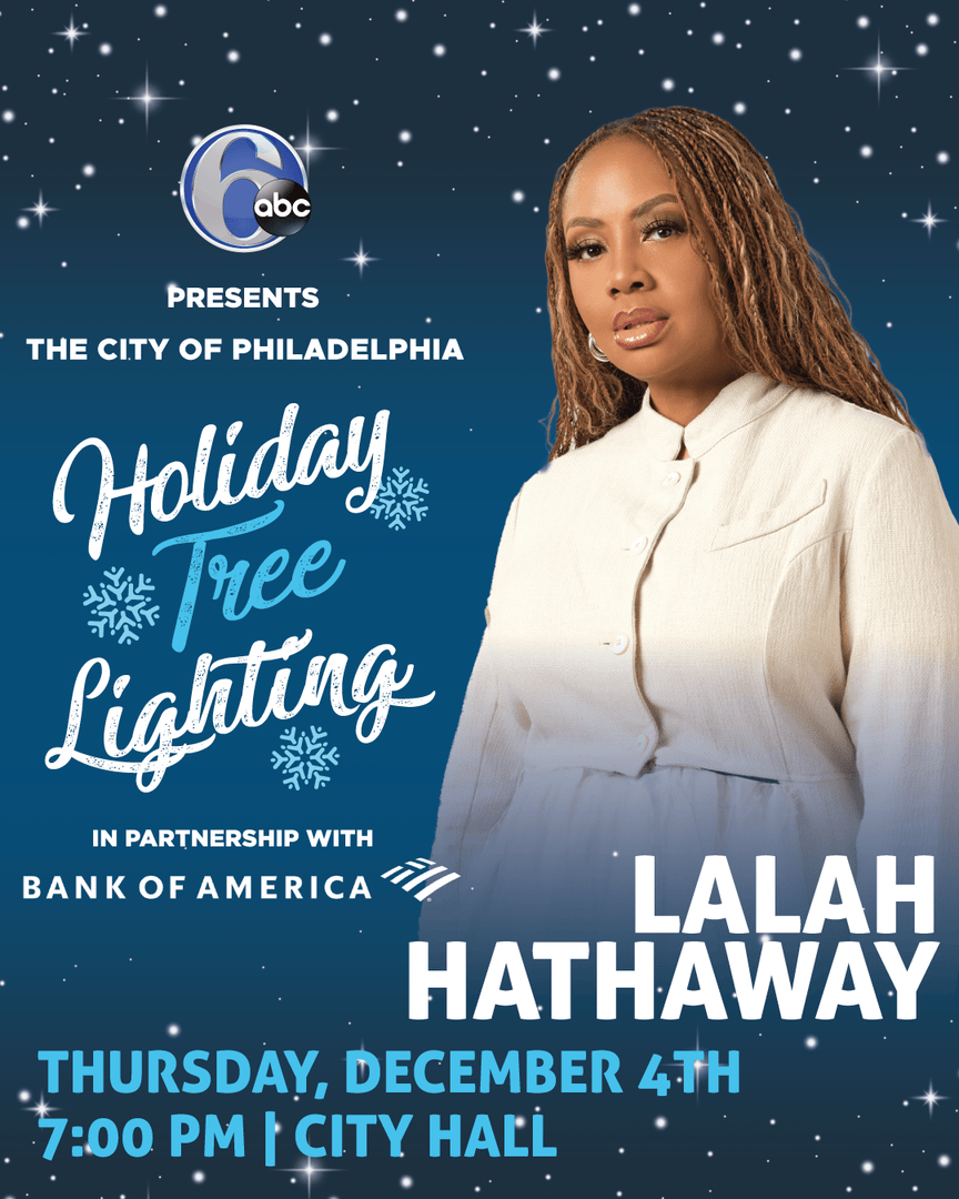 🎄 Big news! 🎄 Five-time GRAMMY Award winner Lalah Hathaway is joining the lineup for the <a href="/6abc/">Action News on 6abc</a> presents the City of Philadelphia’s Holiday Tree Lighting Celebration in partnership with <a href="/BankofAmerica/">Bank of America</a>! 

Learn more: heyor.ca/fbtTNC