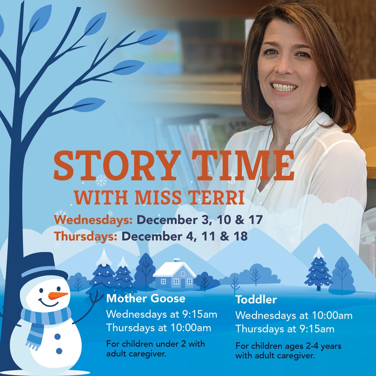 HenHudLibrary's tweet image. Join Miss Terri for simple stories, songs and fingerplays. Registration is required (parents/caregivers do not need to register).

Visit our website to register.

#mothergoose #mothergoosestorytime #toddler #toddlerstorytime #hhfl #library #librariesrock
