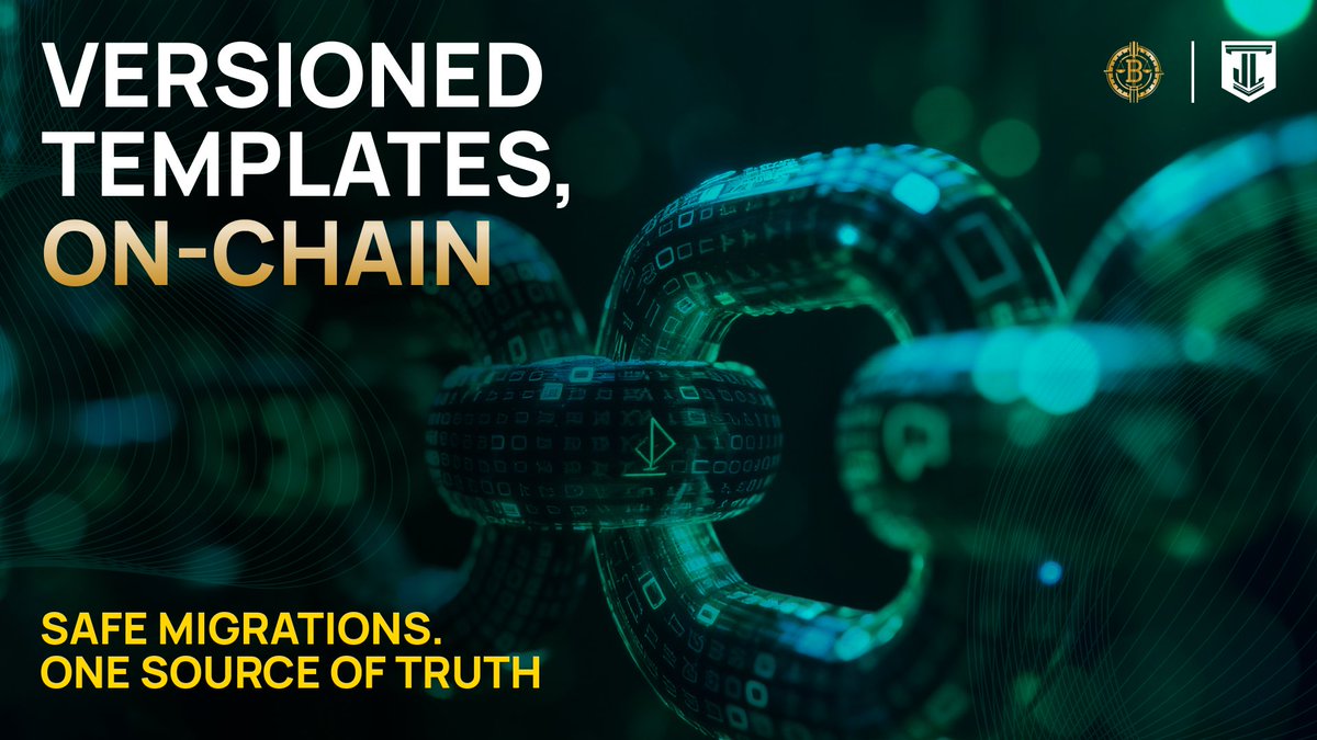 BJustcoin's tweet photo. ⚖️ 𝗝𝘂𝘀𝘁𝗟𝗮𝘄 𝗧𝗲𝗺𝗽𝗹𝗮𝘁𝗲𝘀: 𝘂𝗽𝗴𝗿𝗮𝗱𝗲𝘀 𝗼𝗻-𝗰𝗵𝗮𝗶𝗻, 𝘄𝗶𝘁𝗵𝗼𝘂𝘁 𝗰𝗵𝗮𝗼𝘀

Template changes usually create version sprawl: different files in email threads, comments lost in PDFs, and no single place that shows who approved what. When a dispute arrives, everyone spends days reconstructing the “final” version instead of focusing on the facts.

🧱 In JustLaw, a template is legal logic in a smart contract, not a loose document. Maintainers propose an update; reviewers sign on-chain; the contract migrates in clear steps. Every change becomes a signed event with identity, timestamp, and policy hash. The history is a ledger you can verify, not a folder you need to guess through.

🔎 𝗔𝗰𝘁𝗶𝘃𝗲 𝗰𝗼𝗻𝘁𝗿𝗮𝗰𝘁𝘀 𝗱𝗼𝗻’𝘁 𝗷𝘂𝗺𝗽 𝗯𝗹𝗶𝗻𝗱𝗹𝘆 𝘁𝗼 𝗻𝗲𝘄 𝗹𝗼𝗴𝗶𝗰.
Migrations are explicit: which version they move from, which version they move to, and which clauses changed. Prior state and signatures remain intact and auditable. Teams keep continuity for live matters and still stay aligned with new law, policy, or risk standards.

🧾 𝗙𝗼𝗿 𝗮𝘂𝗱𝗶𝘁𝗼𝗿𝘀 𝗮𝗻𝗱 𝗰𝗼𝘂𝗿𝘁𝘀
This produces a clean story: a single source of truth that shows how a template evolved, who approved each release, and which version governed a specific deal at a specific time. Export packs are built from events and hashes, so trust comes from proof, not from promises.

🔗 𝗙𝗼𝗿 𝗰𝗹𝗶𝗲𝗻𝘁𝘀 𝗮𝗻𝗱 𝗰𝗼𝘂𝗻𝘁𝗲𝗿𝗽𝗮𝗿𝘁𝗶𝗲𝘀
This is what authenticity looks like in practice: the same logic, the same state, the same receipts on every side. Smart contracts encode the rules; on-chain history shows they were followed. That is how infrastructure earns trust over time.

Explore how it works: https://t.co/PwYxUiVmS3