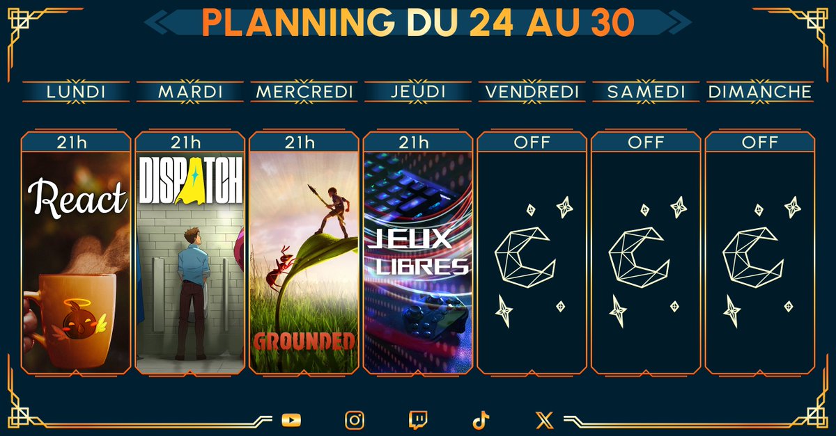 📆PLANNING📆Bonne semaine !!