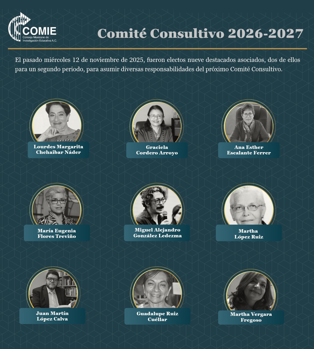 comiemx's tweet image. #ComunidadCOMIE | El pasado miércoles 12 de noviembre de 2025, fueron electos nueve destacados asociados, dos de ellos para un segundo periodo, para asumir diversas responsabilidades del próximo #ComitéConsultivo.
#XVIIICNIE #COMIE2025