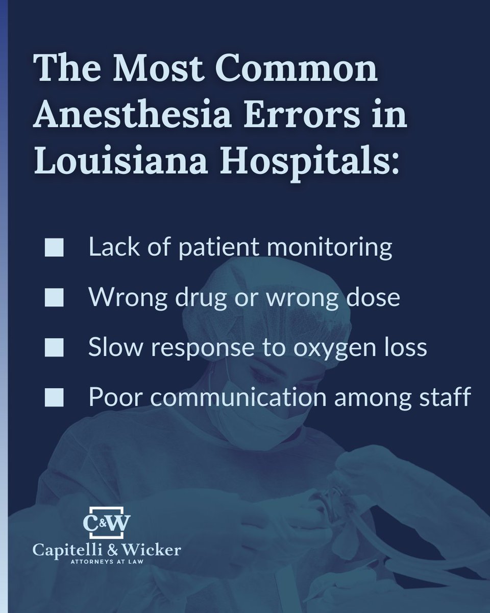 Even the smallest mistake in anesthesia can have devastating consequences. From wrong doses to poor monitoring, these errors happen too often in Louisiana hospitals. 

At Capitelli &amp; Wicker, we fight for patients when the standard of care is broken.