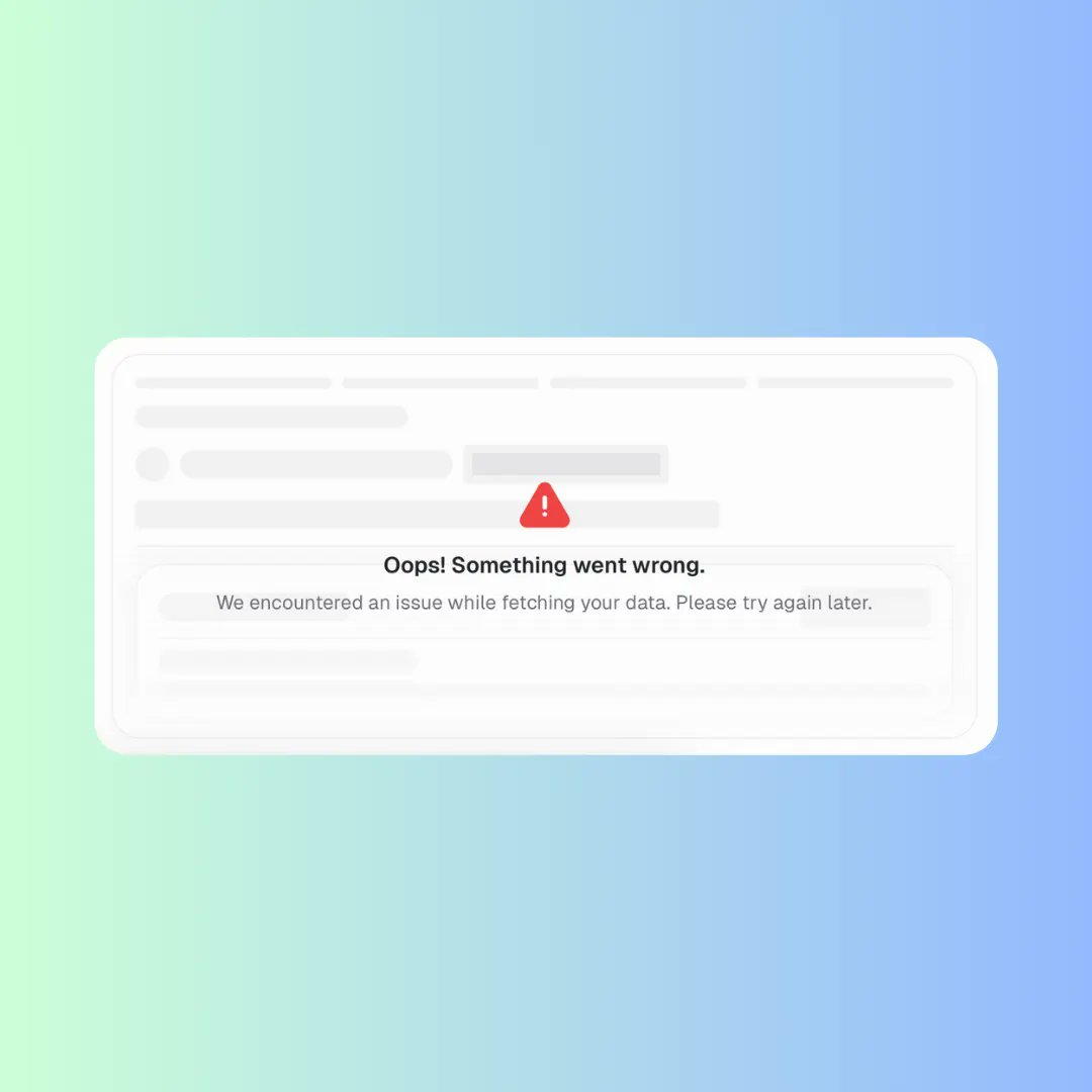 N7herenko's tweet image. ⚠️ Error State UI

friendly icon instead of harsh visuals
human language: &quot;oops! something went wrong&quot;
clear explanation what happened
tells user what to do next

errors happen. good design makes them less painful.

#UIDesign #ErrorHandling #UX