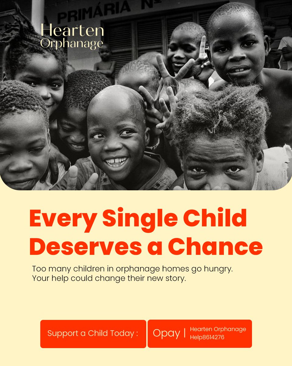 Lobi_Tech's tweet image. Crafting visuals that compel action for vital causes. ✨

This warm, hopeful poster for Hearten promotes their orphanage support initiative. With a powerful message &amp;amp; clear CTA (Donate ), it&apos;s designed to turn empathy into support.

Ready for designs that move hearts and minds?…