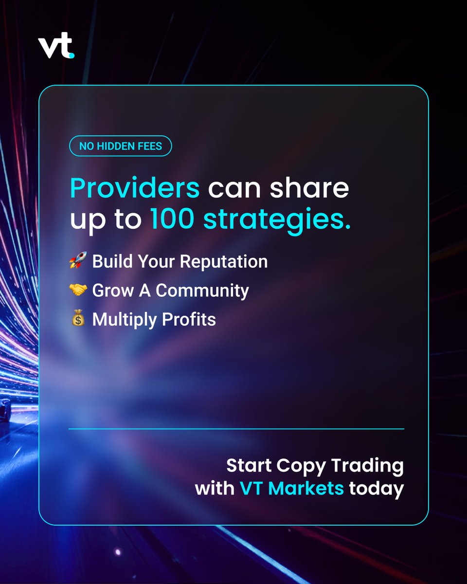 vtmarketsglobal's tweet image. Turn your insights into income.

Become a Copy Trading Provider with VT Markets and share your strategies with a wider audience while earning from your expertise.

#VTMarkets #CopyTrading #VTTradingCommunity