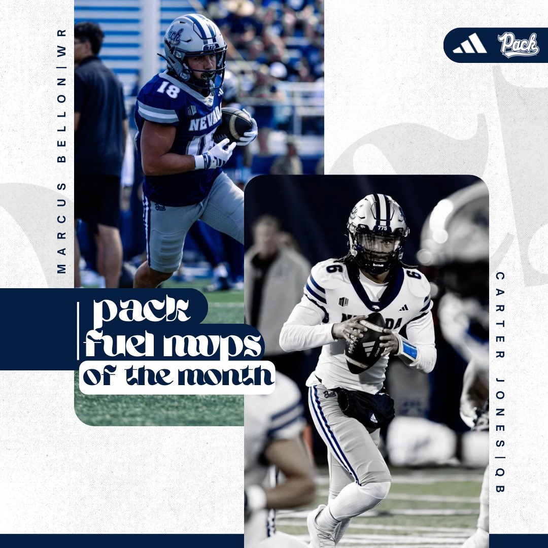 NevadaRecruits's tweet photo. PACK FUEL MVPS OF THE MONTH 🚨

Energy that leads - Congrats to @BellonMarcus &amp; @cj_qb1! 

#RiseTogether https://t.co/v44MvDVa0L