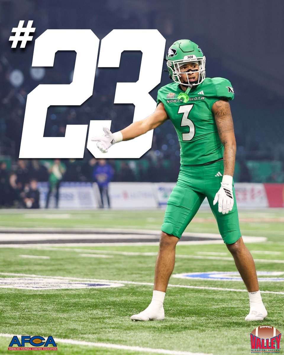 ValleyFootball's tweet photo. .@UNDfootball claims the No.1️⃣9️⃣/2️⃣3️⃣ spot in the polls‼️
#ValleyFootball x #FCS x #StatsPerformFCSTop25 x
@WeAreAFCA x @OptaAnalystFCS x @UNDsports https://t.co/dx7CW3EwmG