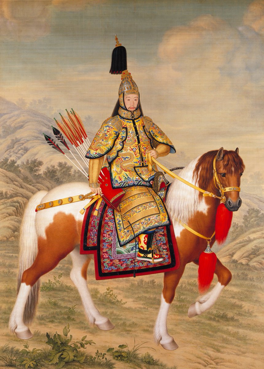 TimeDecoded's tweet image. The Qianlong Emperor in Ceremonial Armour on Horseback.