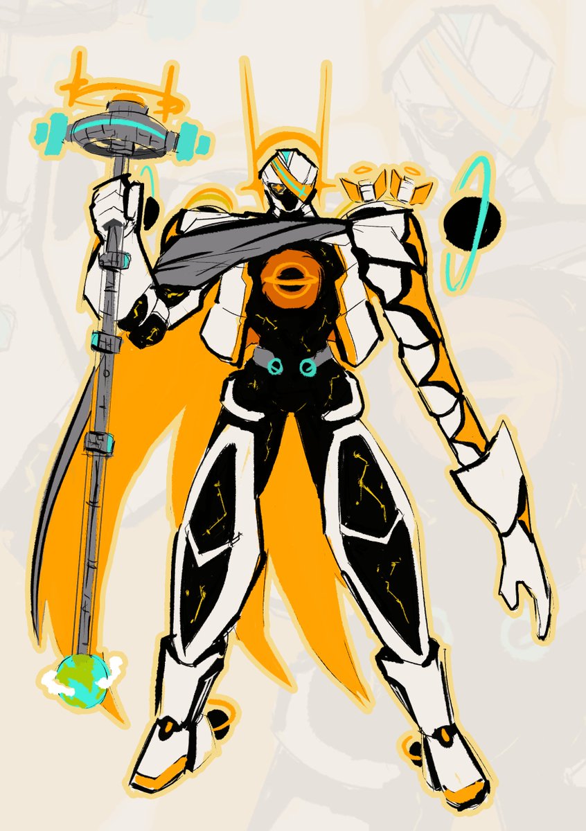 Unfortunately not in time, but might as well-

#mynovariant for <a href="/NovariumComics/">NOVARIUM</a> 's Create Your Own Novariant!

This is Nova in a universe of cosmic giants, inspired by the image of Odin as the wanderer! A giant celestial body that Nova's eyeball form can dock into (right eye)