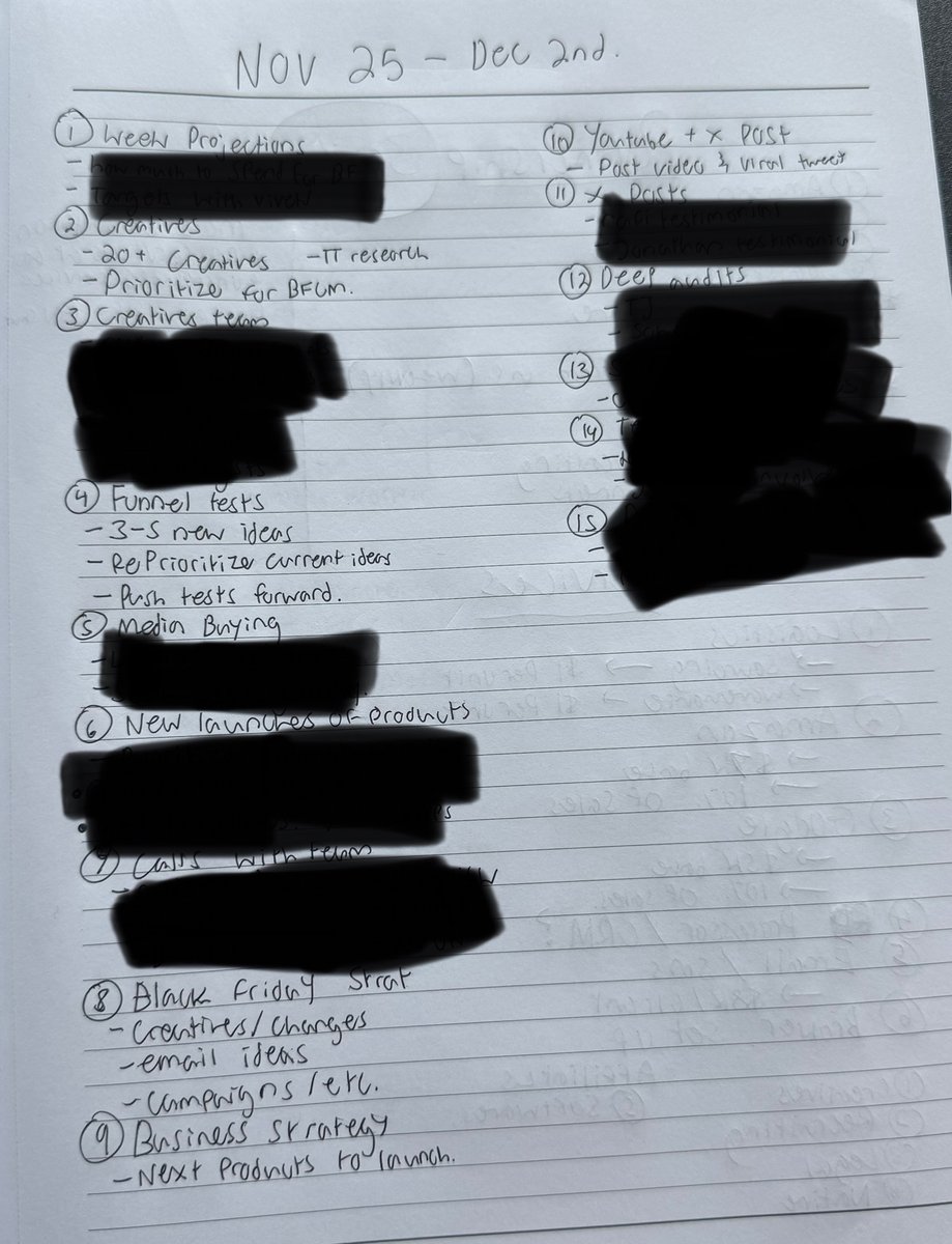 ecommmoose's tweet image. I scaled my brands to multi-millions/mo.

The real bottleneck isn’t ads or product..

It’s how YOU spend YOUR time.

I broke down the system I use to 10x my weekly output as a CEO 

Using nothing but a pen + paper.

Like + RT + comment “time” (must follow) and I’ll DM the video
