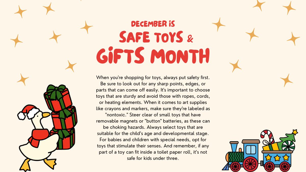 As we begin our Christmas shopping for our little ones, let's prioritize toy safety and ensure gifts are appropriate for all ages!🧸