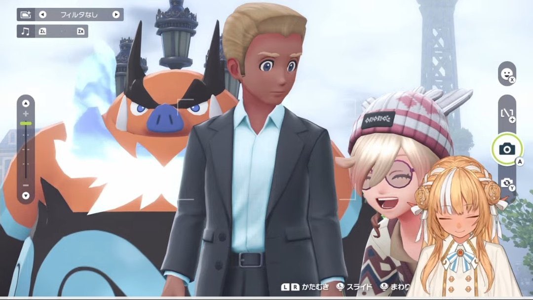 エンブオーと写真撮ろうとしただけなのにモブおじさんわって入ってめっちゃ笑顔でカメラ目線なのおもろ過ぎたしその後突然真顔になるともおもろすぎた