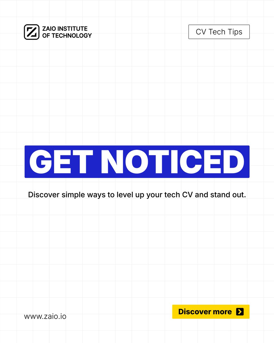 zaiotech's tweet image. Level up your tech CV with simple changes that help you stand out. 🚀
Small improvements → big impact.

Swipe the carousel for quick tips to get noticed. 👀💼

#Zaio #TechCV #CareerTips #TechCareers #CVTips #JobSearch #TechSkills