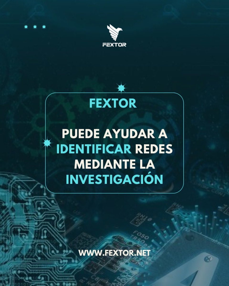 FextorGlobal's tweet image. Investigaciones 🔍 | Identificación y mapeo de redes 🌐

En #Fextor analizamos y documentamos conexiones para revelar patrones clave

🔗 Metodologías avanzadas
📊 Análisis estratégico
🌍 Detección de vínculos ocultos

Información precisa para decisiones seguras.
#NetworkAnalysis