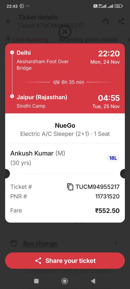 Hey <a href="/redBus_in/">redBus</a>,
I booked a ticket for Jaipur for today and reached the boarding point mentioned on the ticket. However, the bus operator asked me to come to a different location at the last minute. I couldn’t reach there immediately, and the bus left without me.
What to do now?