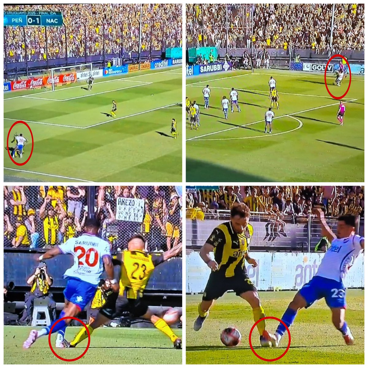 Para el periodismo y las gallinas una es roja indiscutible y la otra nada. La única diferencia que tienen las dos jugadas es que Lucas Rodríguez es la segunda que pegaba así (Ya mostramos hoy de mañana la otra) y debió ser expulsado por doble amarilla.