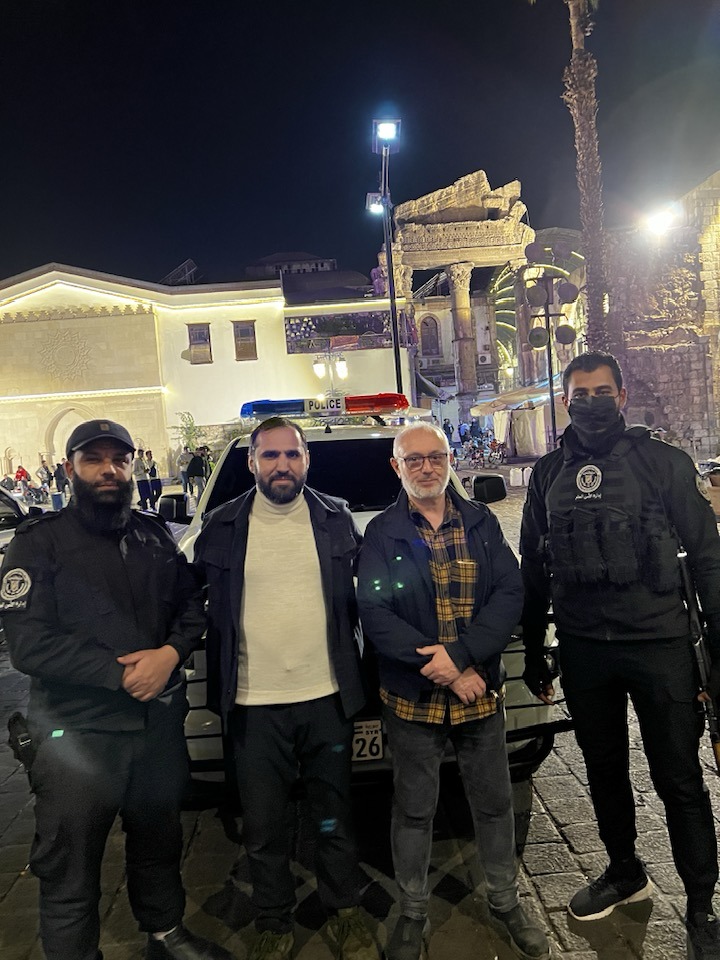 Meeting the Syrian police outside of the Ummayad Mosque located in Damascus, one of the largest and oldest mosques in the world.
