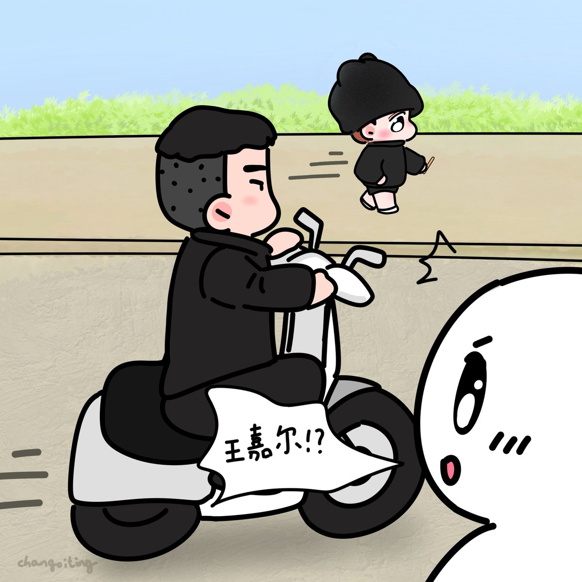 changoiting's tweet image. 🐈‍⬛💨💨💨🛵 
電動車遛貓咪（不是 

@JacksonWang852 #JacksonWang