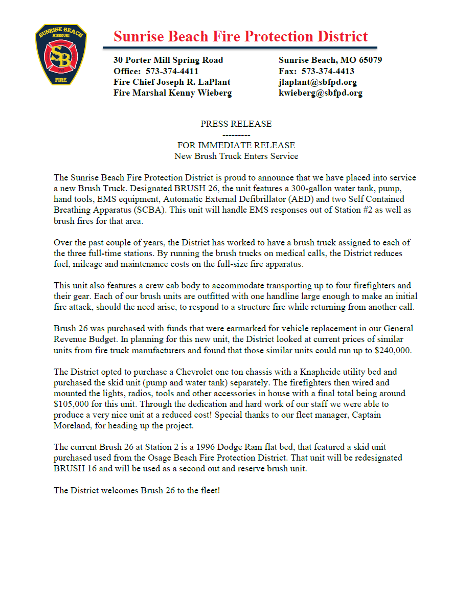 SBFPD's tweet image. New Brush 26 enters service!