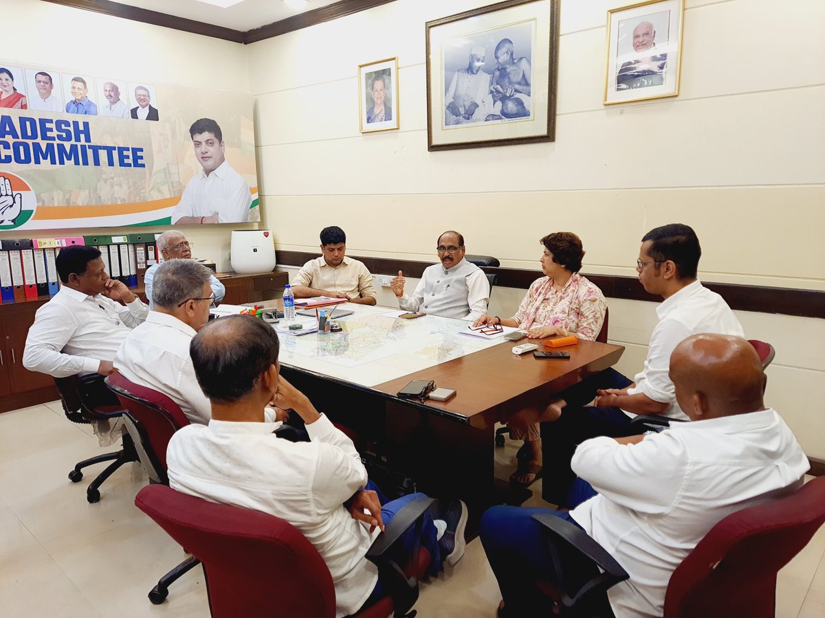 INCGoa's tweet image. The High-Level Committee of Goa Congress held a meeting with AICC In-Charge @Manikrao_INC and AICC Secretary @DrAnjaliTai to chalk out decisive strategies and ground-level preparations for the upcoming ZP elections. The message is clear—Congress is gearing up for a tough fight,…