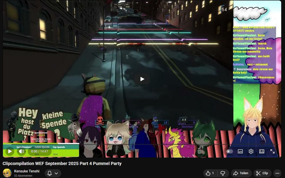 So leute ein weitere Wolfsenten Festival teil kam hoch .
Nämlich die Clipcompilation WEF September 2025 Part 4 Pummel Party kam gerade hoch💙

Collab Partner:
@Ka7erchen_2   <a href="/SentreyaVT/">Sentreya 🪶</a>  <a href="/NessaNoCho/">NessaNoCho🩶💙| Nessathon</a> <a href="/Schining_/">Schining</a>  @/Draconius 

Viel spaß beim 
 Video ⬇️
