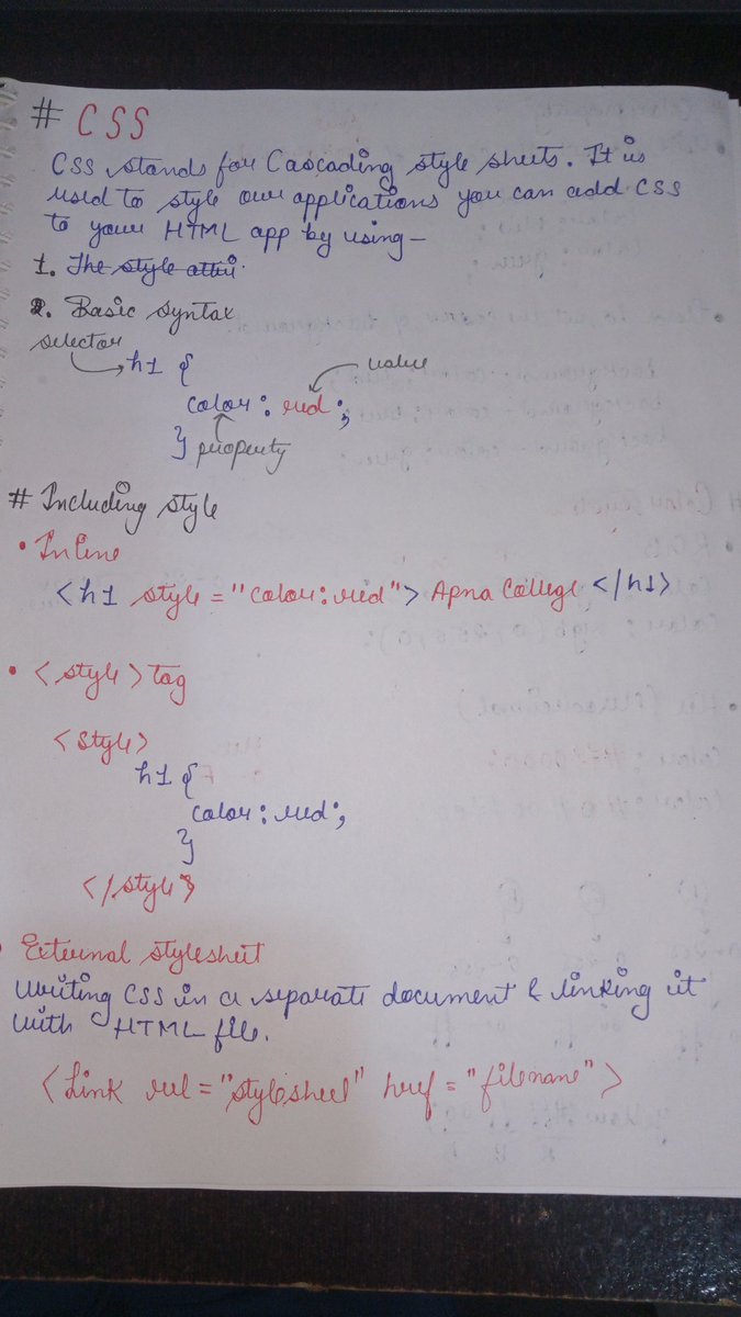 pranjall21's tweet image. Day 1 of Learning CSS with @ShradhaKhapra_ @ApnacollegeX
 Today Covered:
• Using style tags ✏️
• Color properties &amp;amp; color systems
• CSS selectors 🎯
• Text properties 📝
• Units in CSS 📏
• The box model 📦
#100DaysOfCode #CSSJourney #WebDevJourney #letsconnect