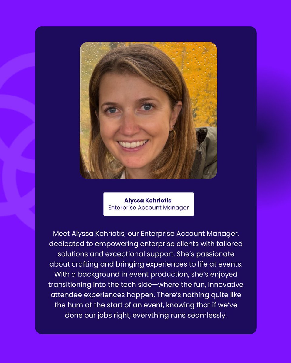 Meet Alyssa Kehriotis one of the brilliant minds behind Amego 💫 

As our Enterprise Account Manager, she’s all about empowering enterprise clients with tailored solutions, creative problem solving, and top tier support. With her background in event production, Alyssa brings an