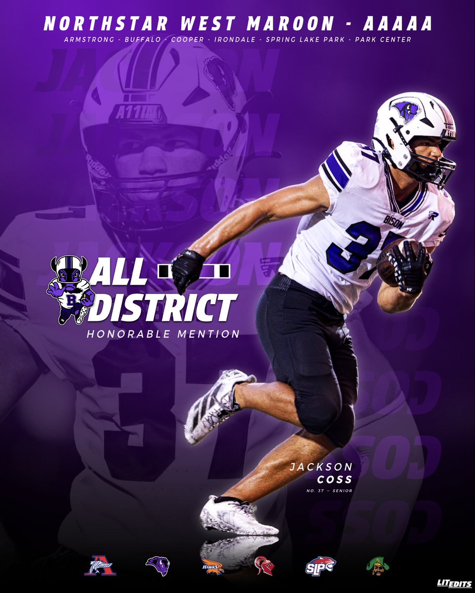 <a href="/BriskDolen/">Dolen Brisk</a> <a href="/BHSBison/">Buffalo Bison</a> <a href="/BisonFBBoosters/">Buffalo Bison Football Boosters</a> <a href="/lakeconference_/">The Lake Conference Network</a> <a href="/laplante71/">Robert LaPlante</a> <a href="/LitEditsLLC/">LitEdits LLC</a> <a href="/Anthonyjorda11/">Anthony Jordan</a> Honorable Mention All-District

≫ Jackson Coss (SR)

#𝗔𝟙𝟙𝗜𝗡 🦬🏈