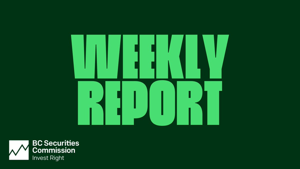 BCSCInvestRight's tweet image. 🧭 Navigate B.C.’s securities landscape with confidence. The latest BCSC Weekly Report covers key enforcement actions &amp;amp; regulatory updates.
🔗 Read the report for the week ending November 21, 2025: bcsc.bc.ca/about/reports-…
#BCSC #SecuritiesCompliance