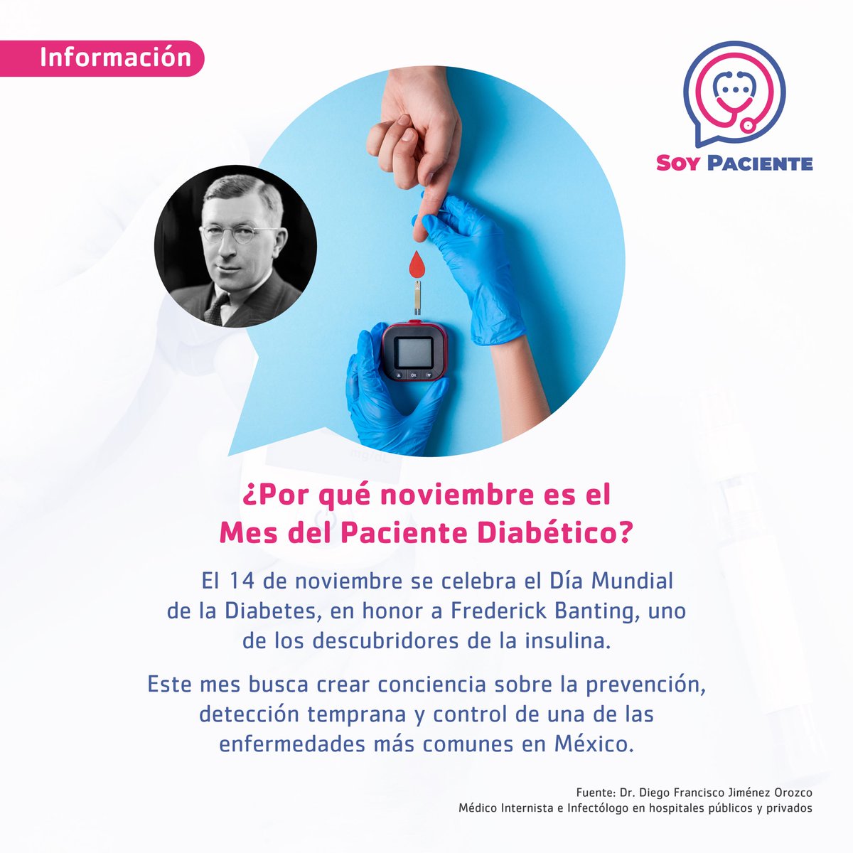 🏥 Este mes nos invita a crear conciencia sobre la prevención, detección temprana y control de una enfermedad que afecta a millones de personas en México.🧑‍🧑‍🧒‍🧒

#MesDelPacienteDiabético #DíaMundialDeLaDiabetes #SaludEsDerecho #Prevención