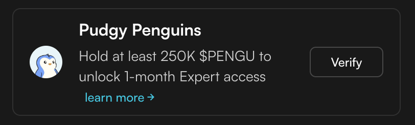 ask_edgen's tweet photo. getting your perk is dead simple:

1️⃣ Open the Aura page in Edgen (left menu)
2️⃣ Connect the wallet that held 250K+ $PENGU at snapshot time
3️⃣ Your Expert access activates instantly!

✅ Pro tip: make sure to choose a Solana wallet when linking, since $PENGU is on Solana.

🎛 Start here: https://t.co/8naEIQOk5a