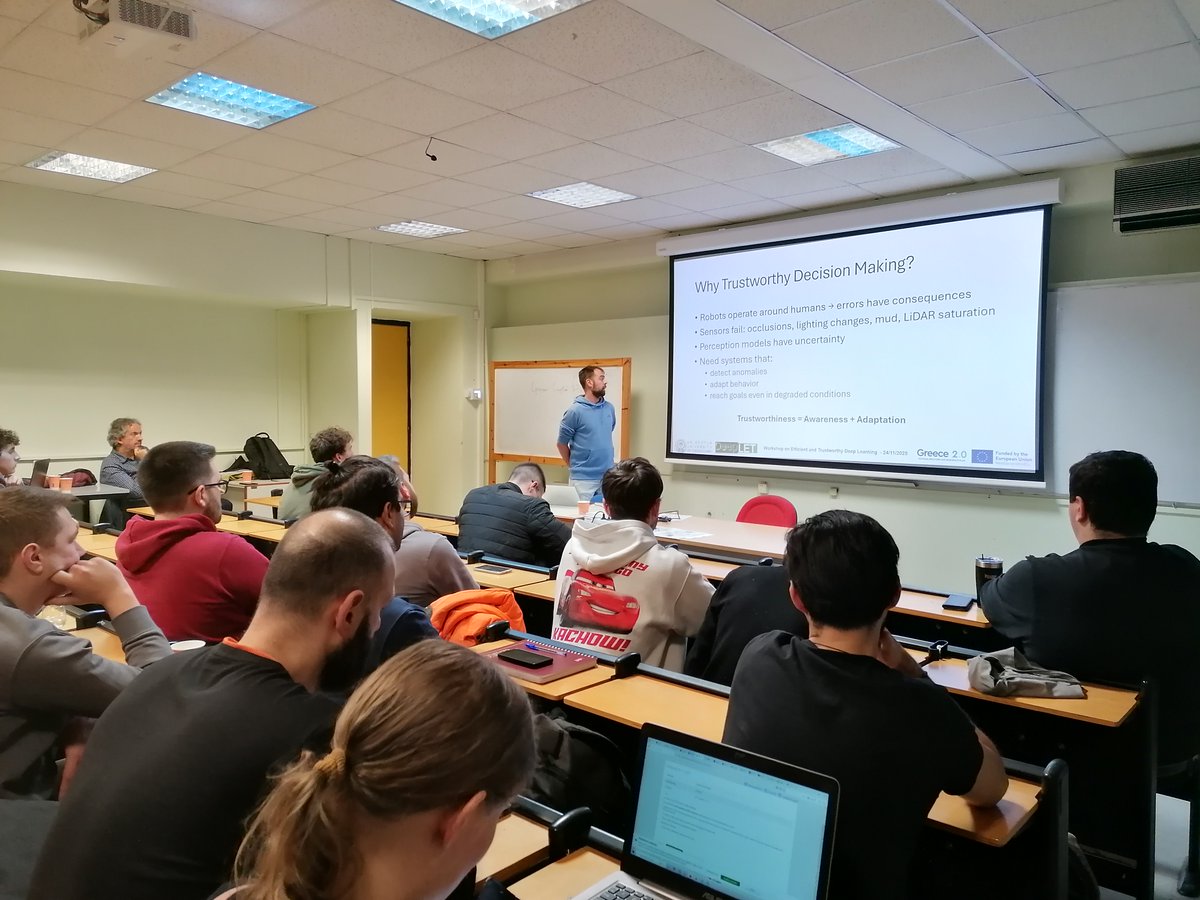 DeepletProject's tweet image. &quot;Active Perception for Trustworthy Decision Making&quot; is the title of the ongoing presentation of PhD student on the Deep Learning sector and researcher, Pavlos Tosidis!

𝘏𝘍𝘙𝘐-𝘗𝘳𝘰𝘫𝘦𝘤𝘵 𝘯𝘶𝘮𝘣𝘦𝘳: 16762 #hfri #eu #elidek #nextgenerationeu #greece2_0 #ai