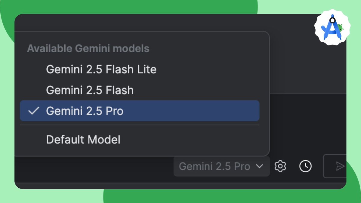 AndroidStudio's tweet image. Unlock the full potential of Agent Mode → goo.gle/4mbKDlX

Get the best performance from Agent Mode by adding your own Gemini API key to take advantage of up to 1 million tokens with Gemini 2.5 Pro.