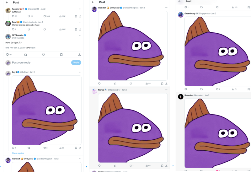 $SALMONAD

又一个不错的梗图，<a href="/monad/">Monad</a> 团队推广过很多次了。

Another good meme, shilled by <a href="/monad/">Monad</a> team many times 

0xdb85854437030dc327100dd6942f21a27a2c7777