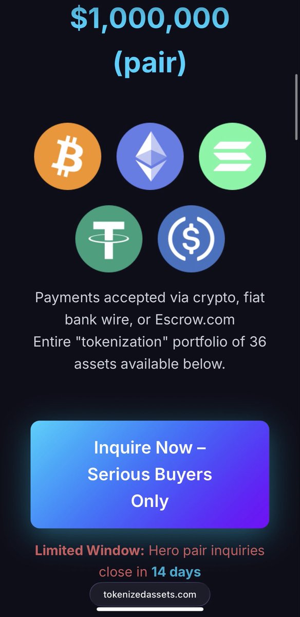 BitcoinHalving's tweet image. Hi Max 🚨PSA🚨@grok

@brian_armstrong
#RWA #Tokenized Assets

#Tokenization = $30 TRILLION MegaTrend —who will OWN the Empire?

@Securitize @paoloardoino @carlosdomingo @robertmitchnick @OndoFinance @ondo @susscrypto @adamlawrencium @BlackRock @BNYglobal

x.com/bitcoinhalving…