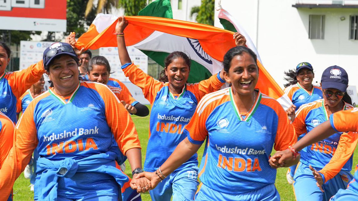 shetty_rishab's tweet image. Congratulations to India’s women’s blind cricket team for winning their first-ever T20 World Cup! Their incredible victory over Nepal is an inspiration to the nation, proving that vision, determination, and spirit can achieve anything. Proud moment for India! 🇮🇳

#T20WorldCup