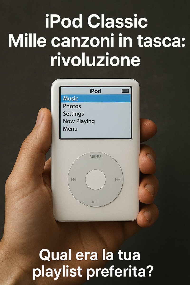 Formbit24's tweet image. Nel 2001 Apple ha cambiato tutto: Mille canzoni in tasca. 
L’iPod Classic non era solo un lettore musicale: era uno status symbol, una rivoluzione culturale.  Qual era la tua playlist preferita?  Video qui: youtube.com/shorts/YZd8uCA…

#Formbit24 #Apple #Ipod #Musica #Music