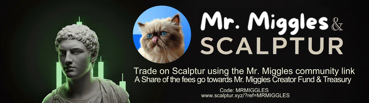 ScalpturDex's tweet image. Collective 4 is now live and this one is an honour. $MIGGLES
The @MrMigglesOnBase Collective will take 80% of the trading fees (after infra cost) to grow the Mr. Miggles Creator Fund &amp;amp; Treasury to continue delivering more amazing things for $MIGGLES

Join using the code MRMIGGLES