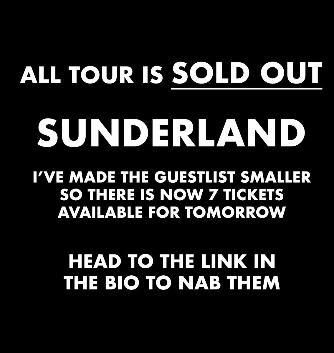 7 tickets left for the whole tour! Go get em