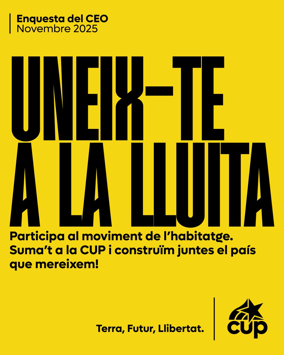 🏗️❌ Ara és hora de prohibir l'especulació amb l'habitatge

Aquest és un primer pas urgent i necessari per aturar el negoci amb un dret bàsic com és l'habitatge. La CUP hi treballem des de tots els fronts.

Uneix-te a la lluita