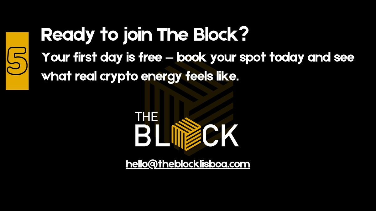 Looking for a coworking space that inspires productivity AND creativity?

<a href="/TheBlockLisboa/">The Block Lisboa | Crypto Hub</a> has indoor workstations, terrace vibes, and a growing Web 3.0 &amp; crypto community.

📧 hello@theblocklisboa.com
to book your desk!

#coworkinglisbon #remotework #workfromlisbon