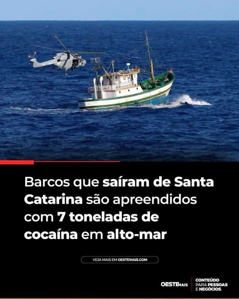 Sete toneladas de cocaina em barcos pesqueiros de SC