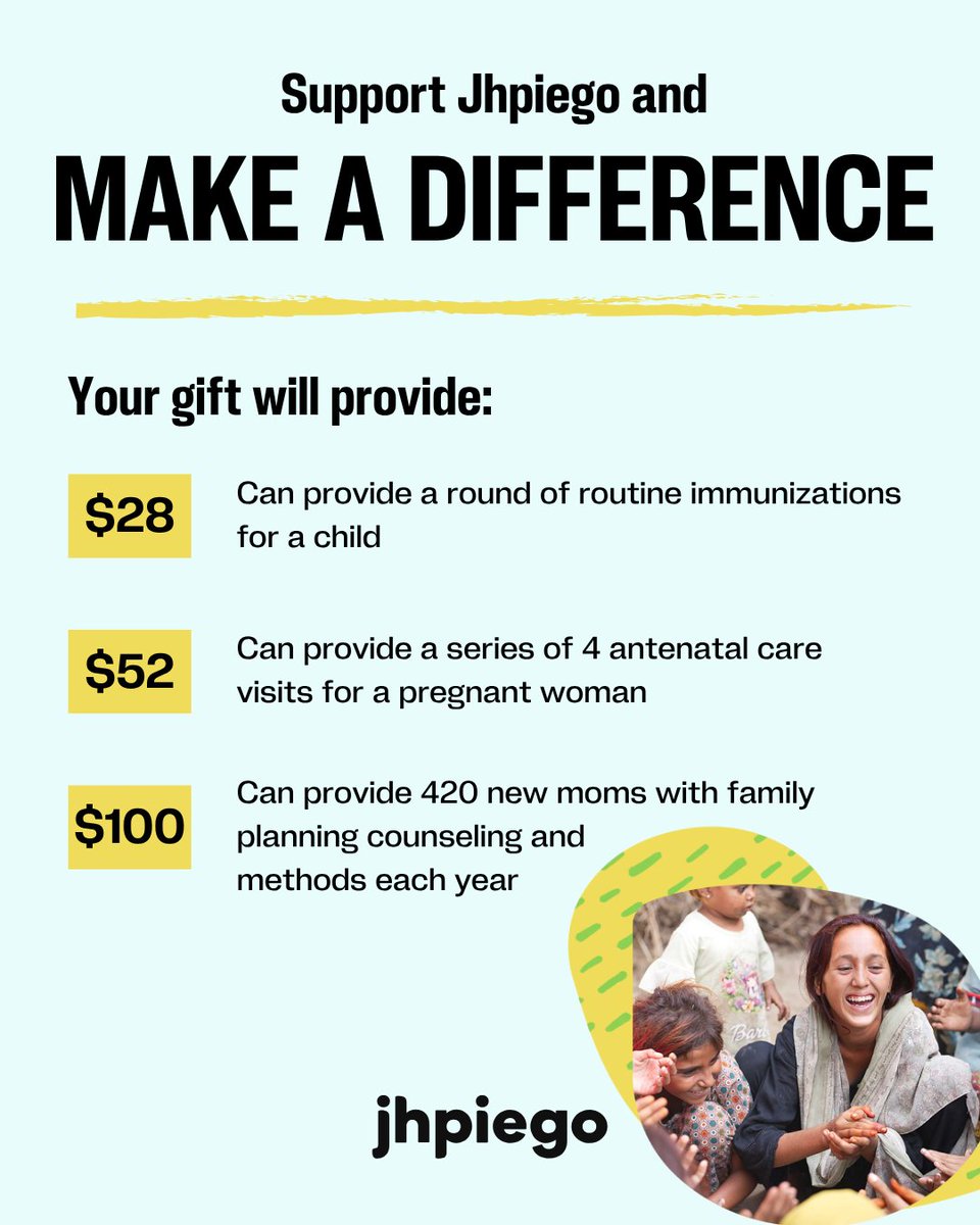Jhpiego's tweet image. There’s still time to make an impact in 2025! Your year-end contribution to Jhpiego helps ensure quality health care reaches women and children everywhere: jhpiego.me/2025-giving