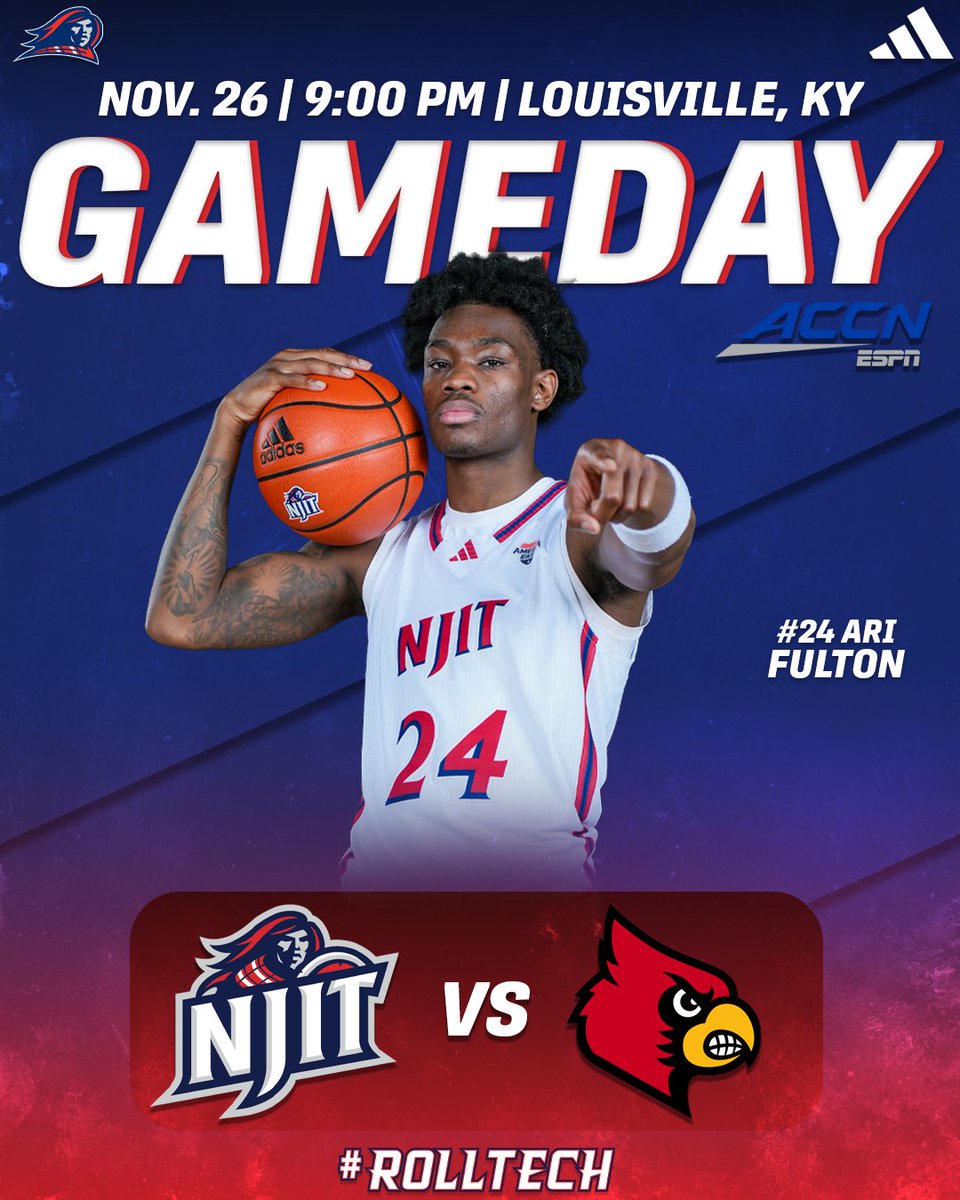 NJITHoops's tweet image. 𝐆𝐀𝐌𝐄𝐃𝐀𝐘.

🆚 No.6 Louisville
📍 Louisville, KY
⏰ 9:00 PM
📺 ACC Network

#UNITY | #RollTech⚔️