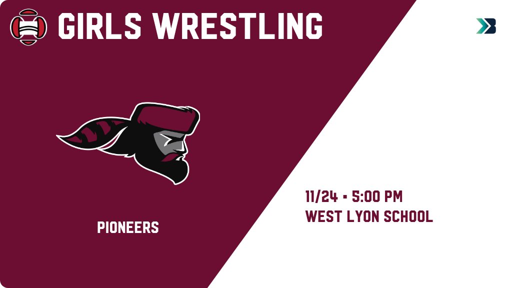 Girls Wrestling (Varsity) Meet Day! - Check out the event preview for the Okoboji-HMS Pioneers. It starts at 5:00 PM and is at West Lyon School High School Gym. gobound.com/ia/ighsau/girl…