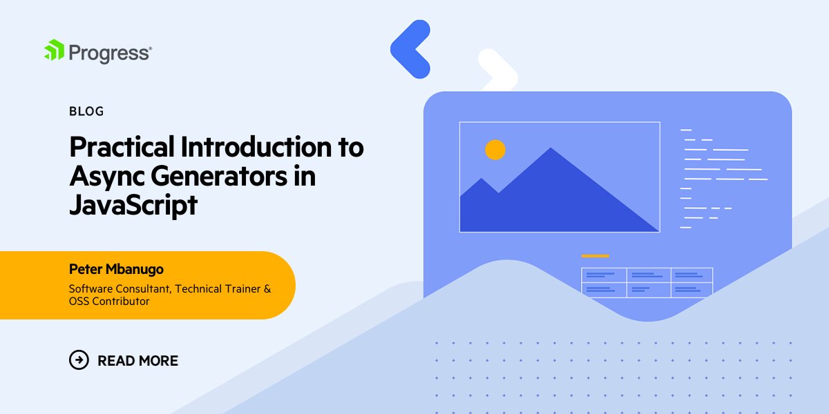KendoUI's tweet image. Need a better way to handle huge file loads? 

Time to get introduced to the power of Async Generators in #JavaScript! 

Learn how they solve the problem of crashing due to memory overload from @p_mbanugo: prgress.co/3MdDdBu